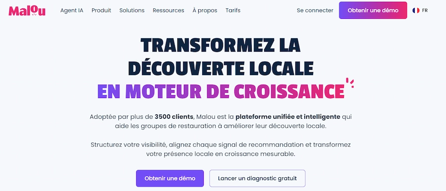 Screenshot of the Malou website