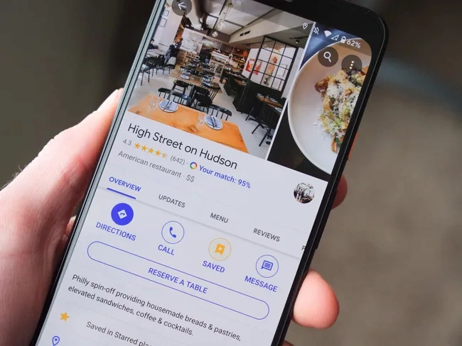 Google Maps search for restaurant advertising