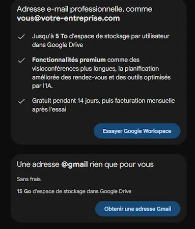 Choose between two options to create a Google Business Profile