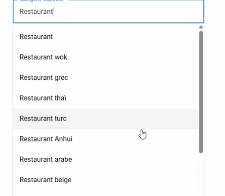 Drop-down menu to create a Google Business Profile