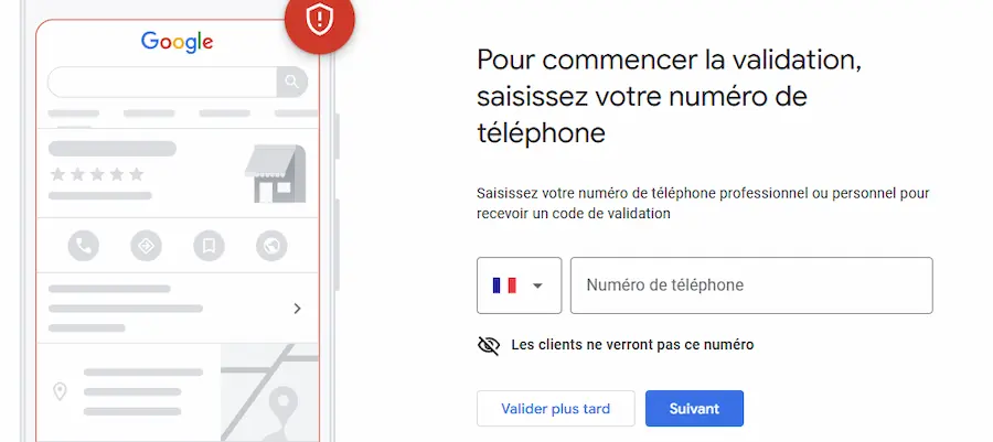 Verification step to create a Google Business Profile