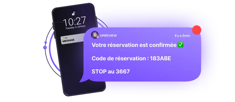 Booking confirmation SMS marketing campaign example