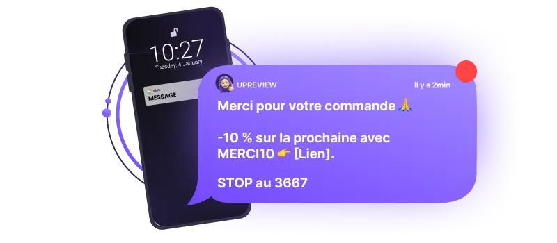 Post-purchase thank-you SMS marketing campaign example