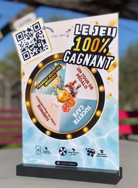 Up Review QR code prize game with a Google review link