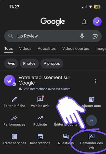 Requesting a Google review on mobile with the Google review link