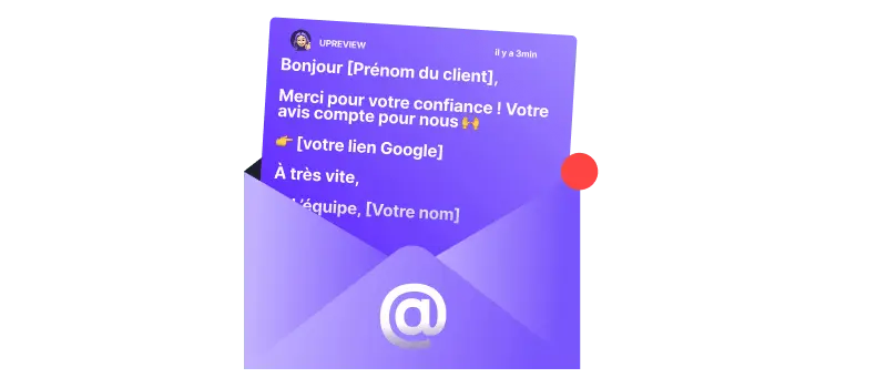 Example email with the Google review link
