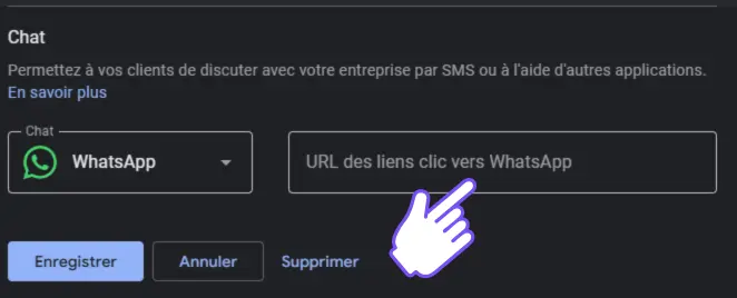 Turning on the WhatsApp link to optimize a Google Business Profile