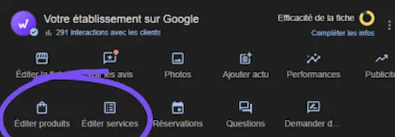 Changing products and services to optimize a Google Business Profile