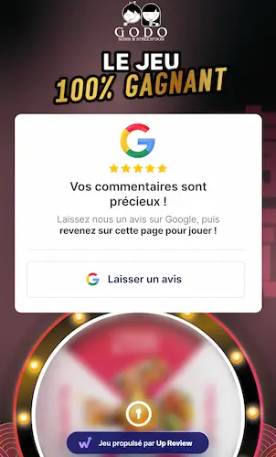 Responding to a Google review with the Up Review prize game, Godosushi example