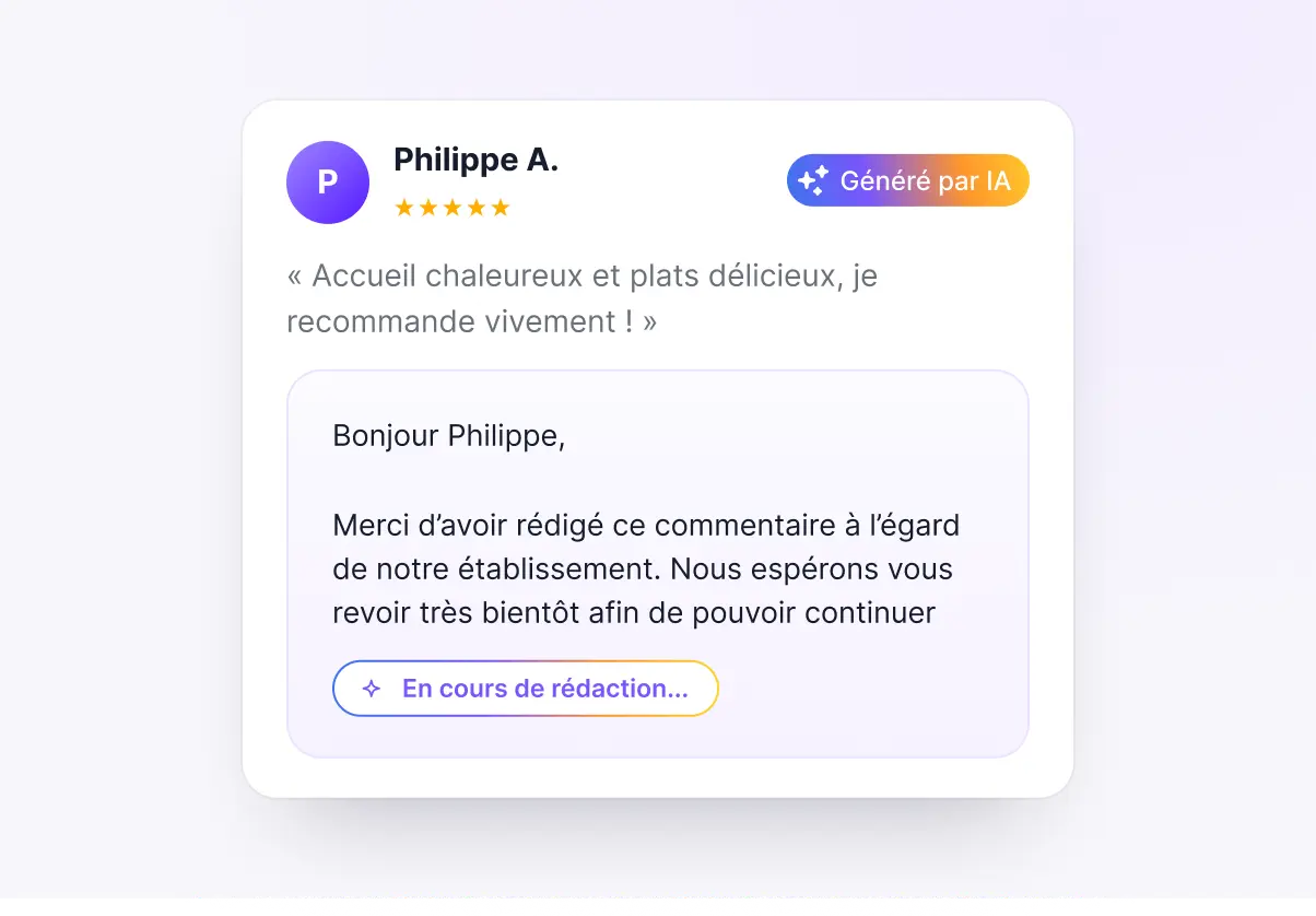 Up Review AI writing a reply to a review