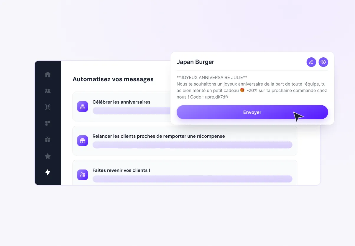 Automatisation des envois SMS dans Up Review
