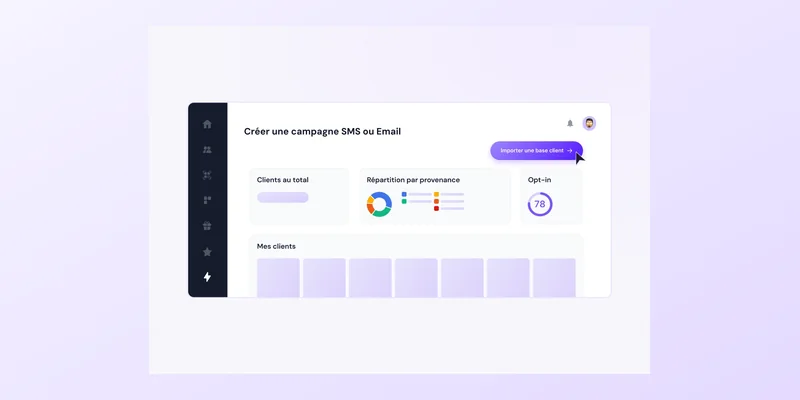 Fichier client Up Review avec création d'une campagne SMS ou email