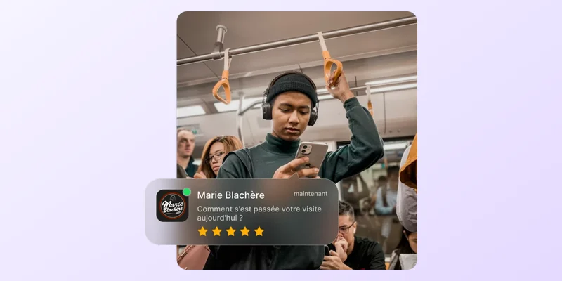 Customer answering an Up Review satisfaction survey on their phone