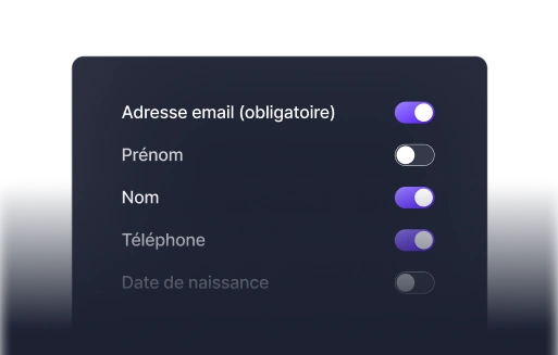 4. Choisissez les champs à remplir par vos clients