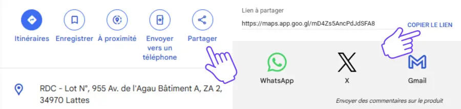 Partager lien vers vos avis Google pour avoir plus d'avis Google