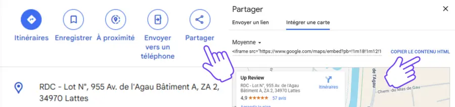 Intégrer carte Google maps sur son site internet pour avoir plus d'avis Google