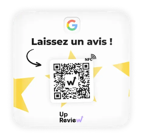 Plaque NFC avec QR code Up Review pour avoir plus d'avis Google