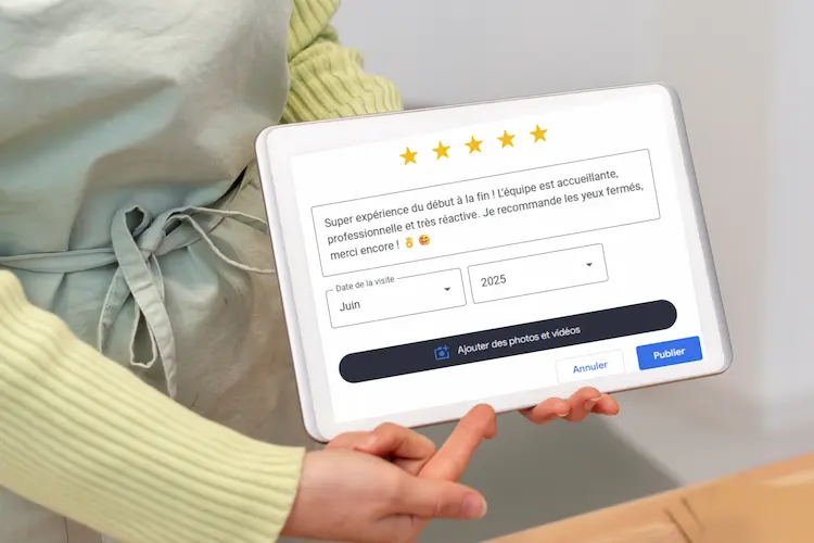 Tablette en caisse pour avoir plus d'avis Google