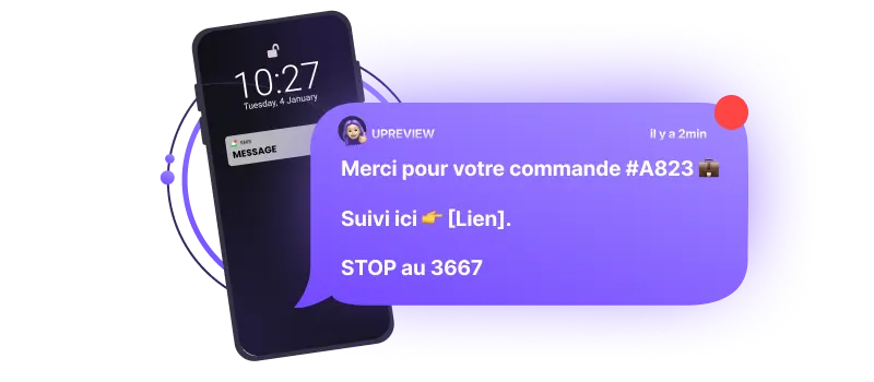 Exemple de campagne SMS marketing de confirmation de commande