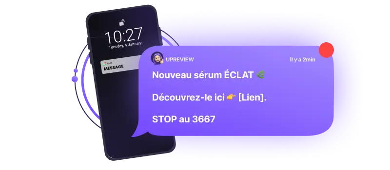 Exemple de campagne SMS marketing d'annonce de nouveau produit