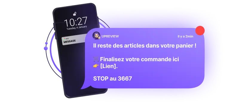 Exemple de campagne SMS marketing de relance de panier abandonnée