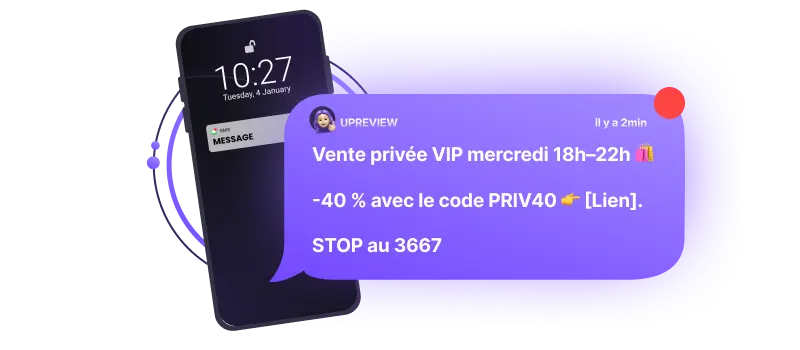 Exemple de campagne SMS marketing de vente privee