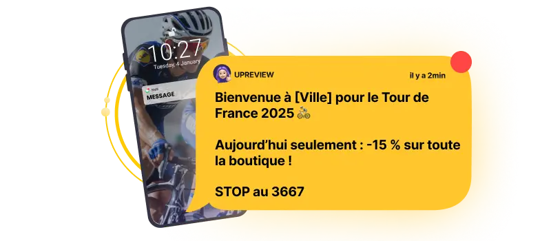 Pub par SMS de bienvenue pour le Tour de France 2025